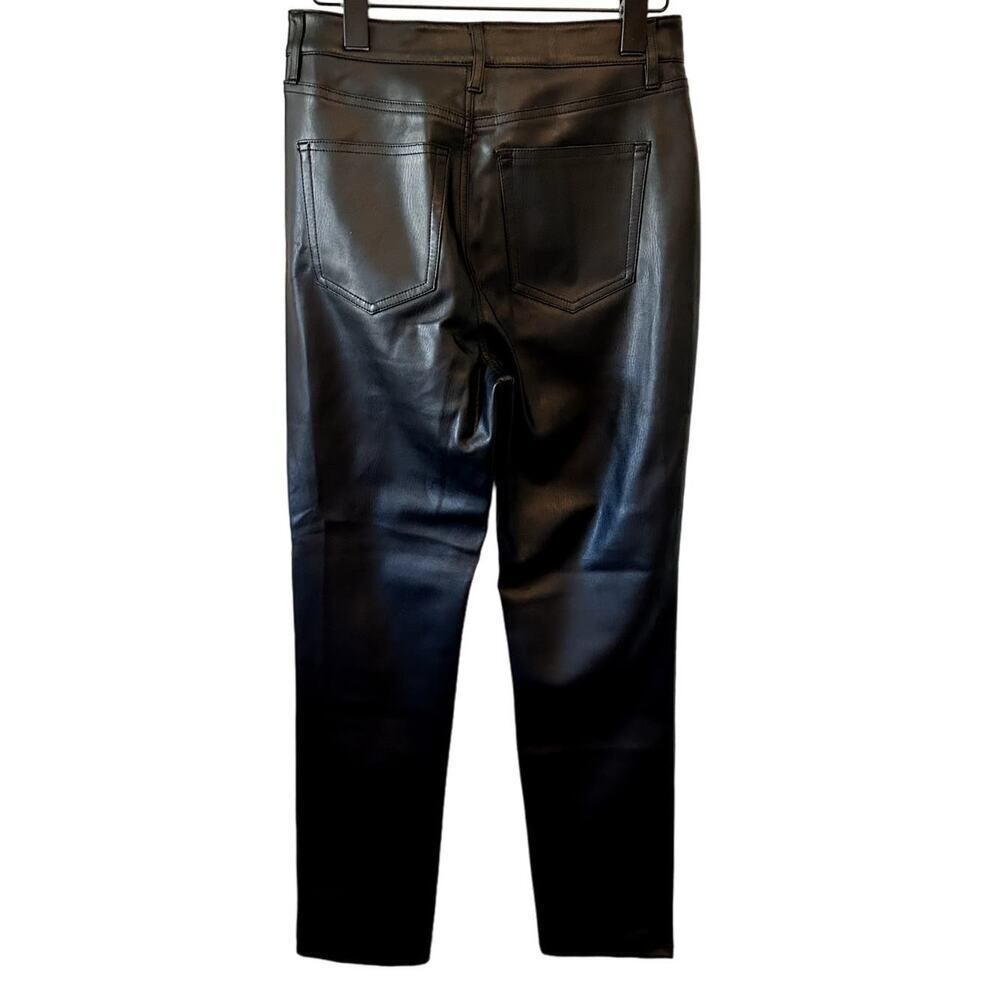 Free People Black Faux Leather‎ Pants with Button Zipper Closure Size 4 - Picture 3 of 6